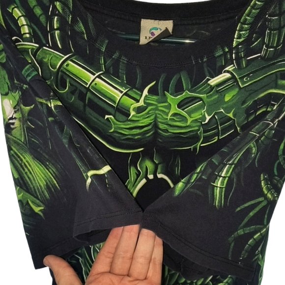 Vtg Liquid Blue 1998 | Green Terminator Skull Bone | Travis Scott | 90's vintage - Picture 9 of 14